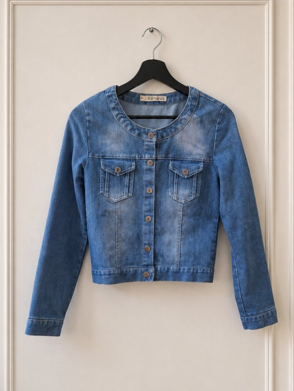 Cropped Blue Denim Jacket | Button Front | Size Small | Like New